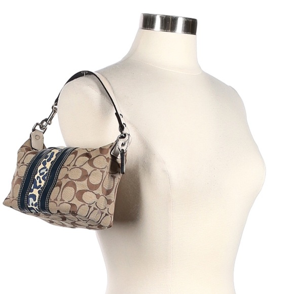 Coach Hampton Signature Mini Satchel Leopard Detail Colorblock Handbag - Picture 7 of 11